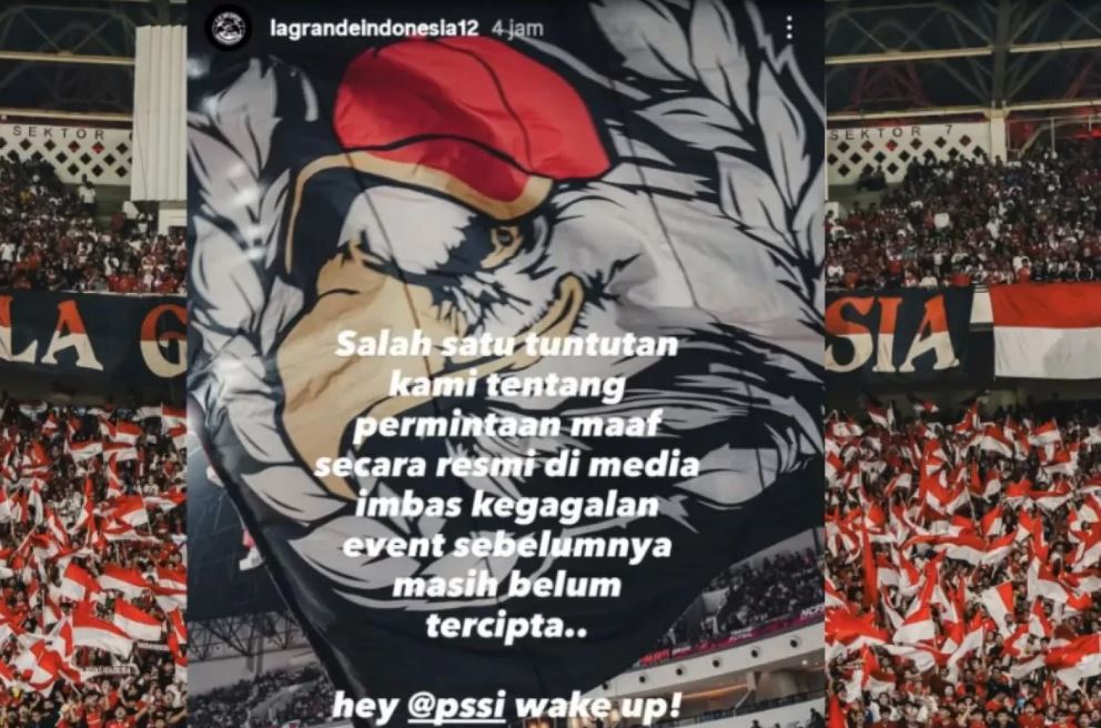 La Grande Indonesia desak PSSI minta maaf resmi usai Timnas gagal ke Piala Dunia 2026, tuntut transparansi dan akuntabilitas.
