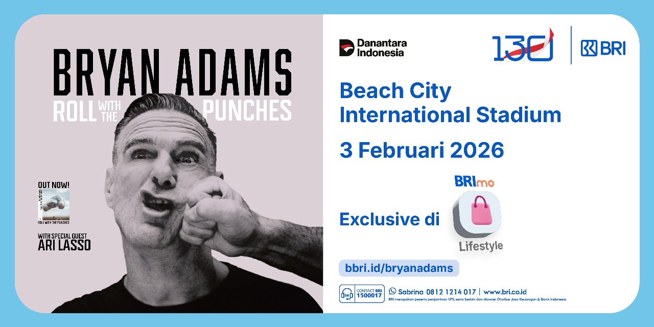 BRI mempermudah pembelian tiket konser Bryan Adams melalui aplikasi BRImo. Konser dijadwalkan 3 Februari 2026 di Beach City International Stadium, Jakarta. DOK. BRI