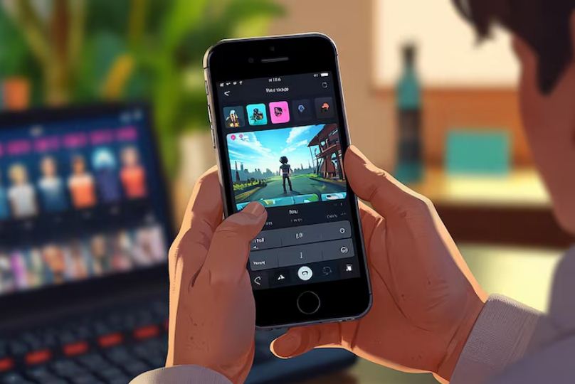 Ilustrasi editing foto menggunakan smartphone.