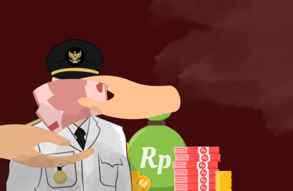 Ilustrasi korupsi oleh pejabat publik seperti bupati.
