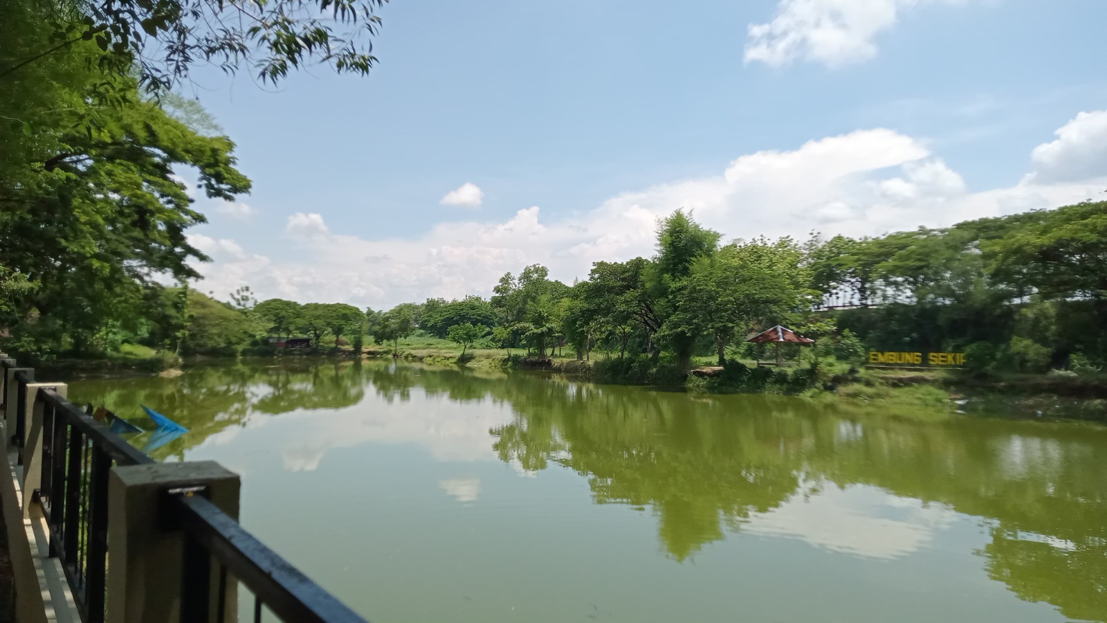 Kondisi Embung Sekip di Desa Ngawi tampak sepi dan tak terawat. Kolam renang berair keruh dan fasilitas wisata berhenti beroperasi. DOK RADAR NGAWI