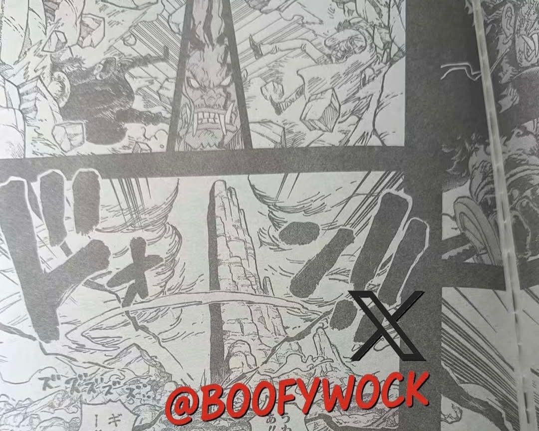 Ledakan Haoshoku Haki iblis Xebec membelah langit God Valley di baca komik One Piece 1165 RAW.