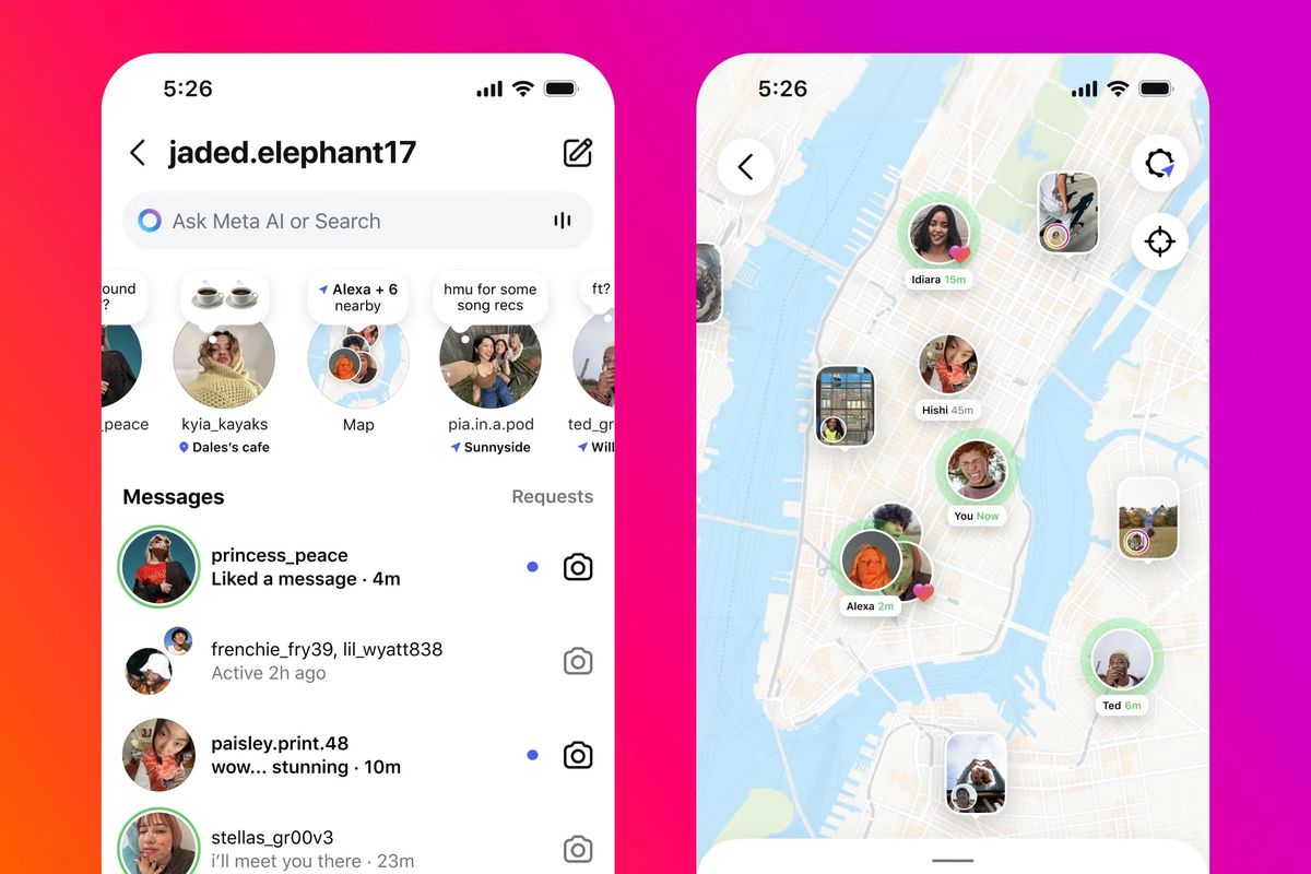 Tampilan fitur Instagram Map yang kini hadir di Indonesia, memungkinkan pengguna berbagi lokasi dengan teman pilihan.