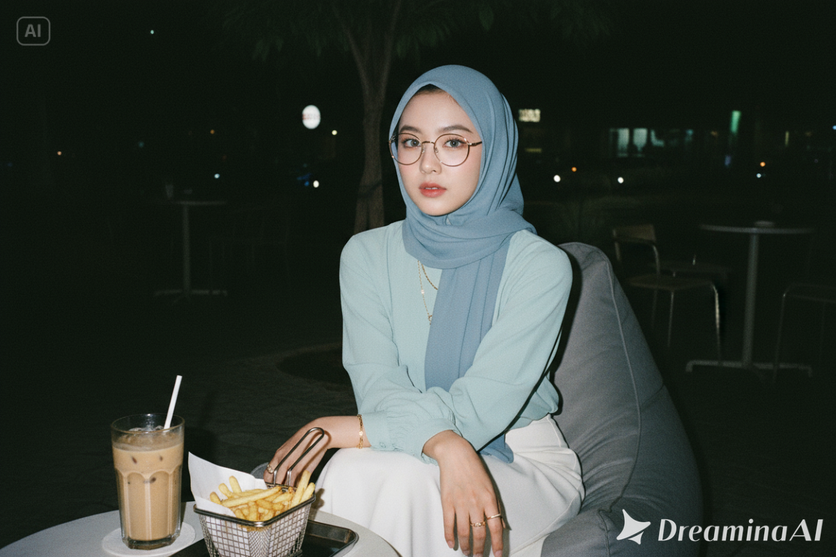 Hasil edit foto casual elegan ala cafe malam