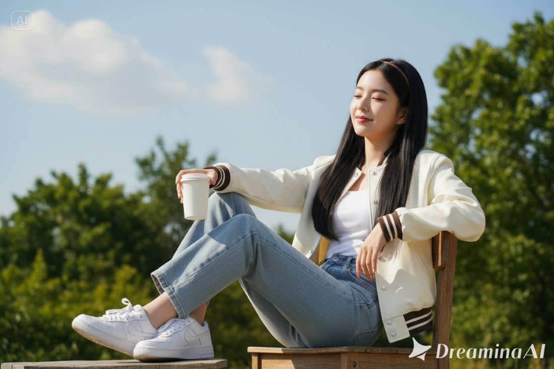 Hasil edit foto santai jadi gaya fashion outdoor