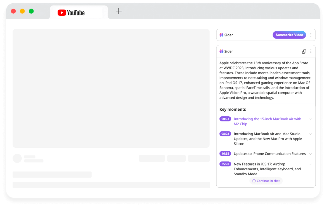 Ilustrasi Merangkum Video YouTube dengan Sider AI