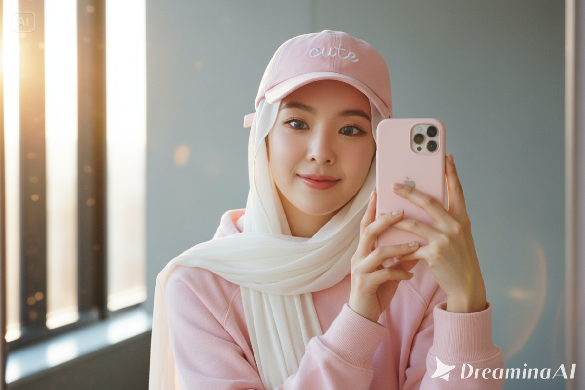 Hasil edit foto mirror selfie estetik