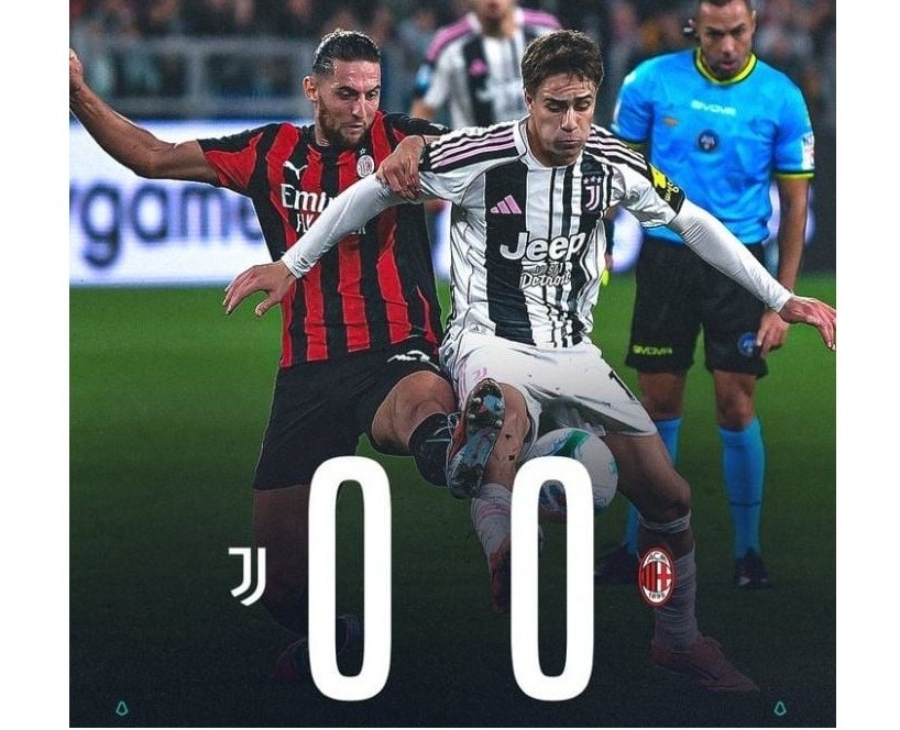 Juventus vs AC Milan salah satu laga berakhir 0-0 di Serie A musim ini.