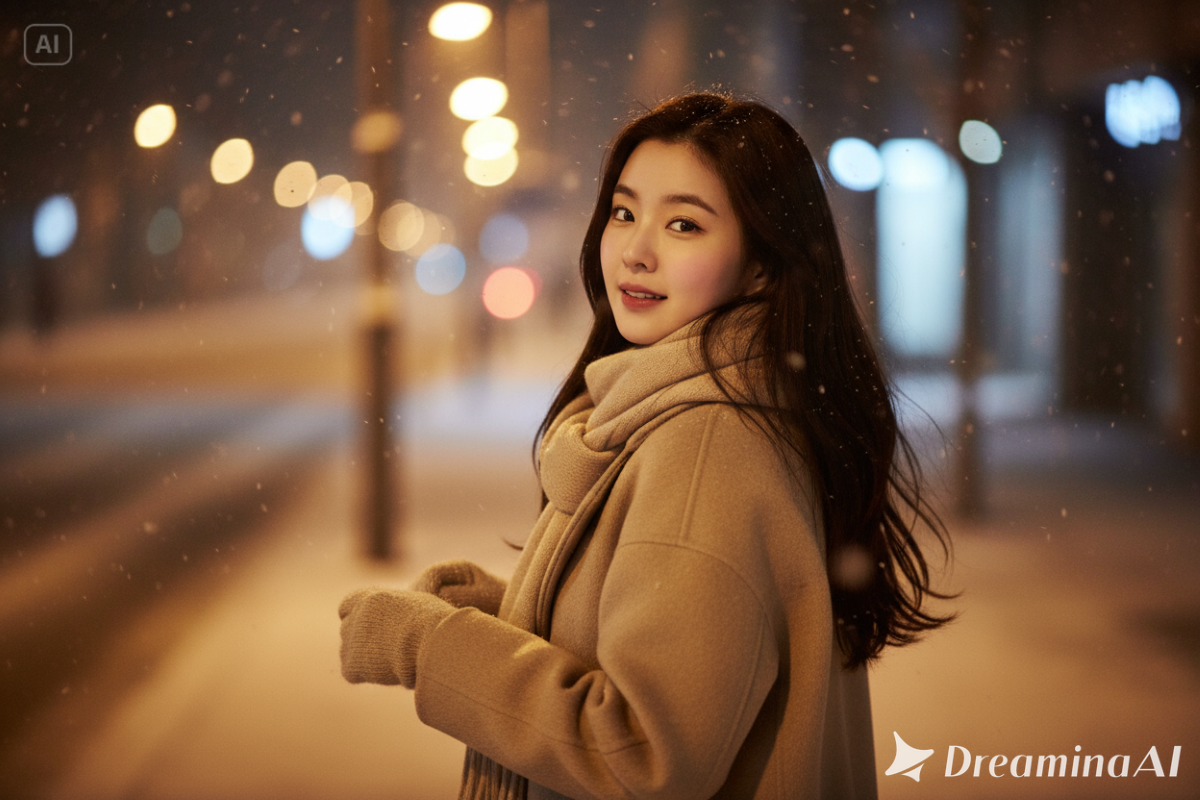 Hasil edit foto cinematic malam bersalju