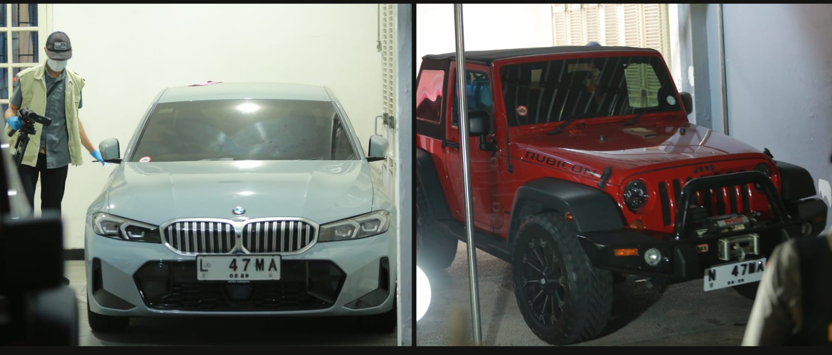 Koleksi Jeep Rubicon dan BMW 330i milik Direktur RSUD dr Harjono dr Yunus Mahatma, tersangka OTT Bupati Ponorogo Sugiri Sancoko yang ditangkap KPK.