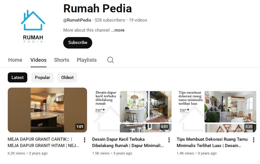 Rumah Pedia salah satu akun YouTube desain rumah.