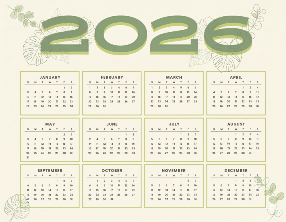 Hasil Edit Kalender Botanical Aesthetic