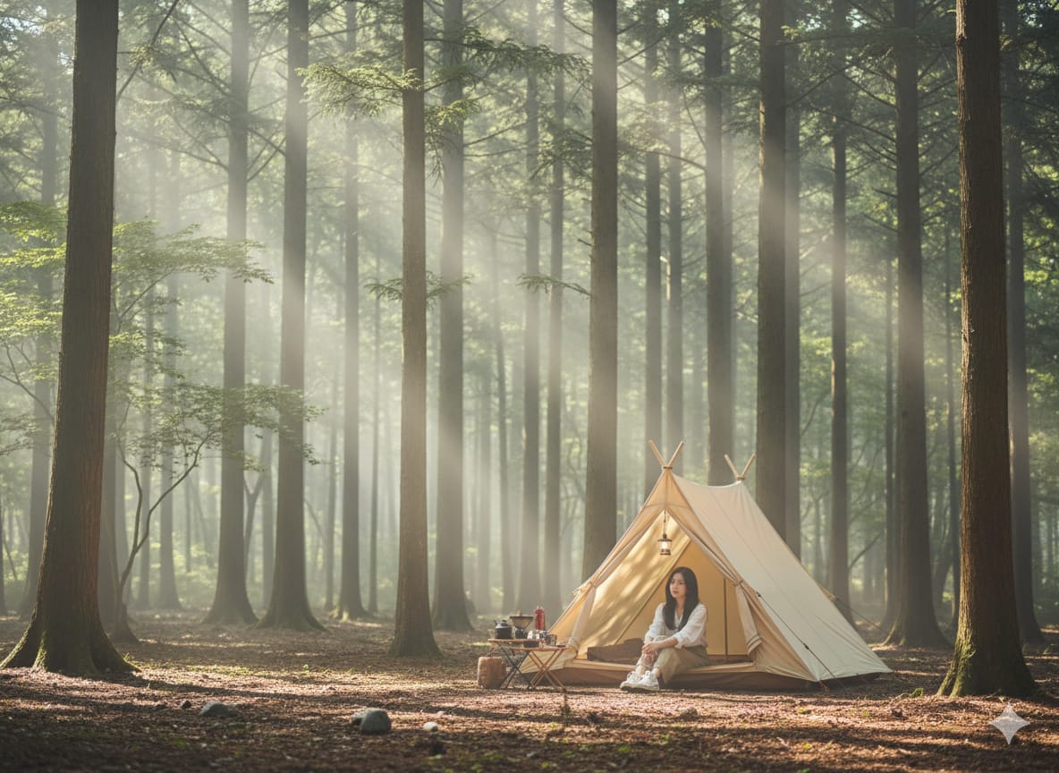 Hasil edit foto camping minimalis ala Jepang