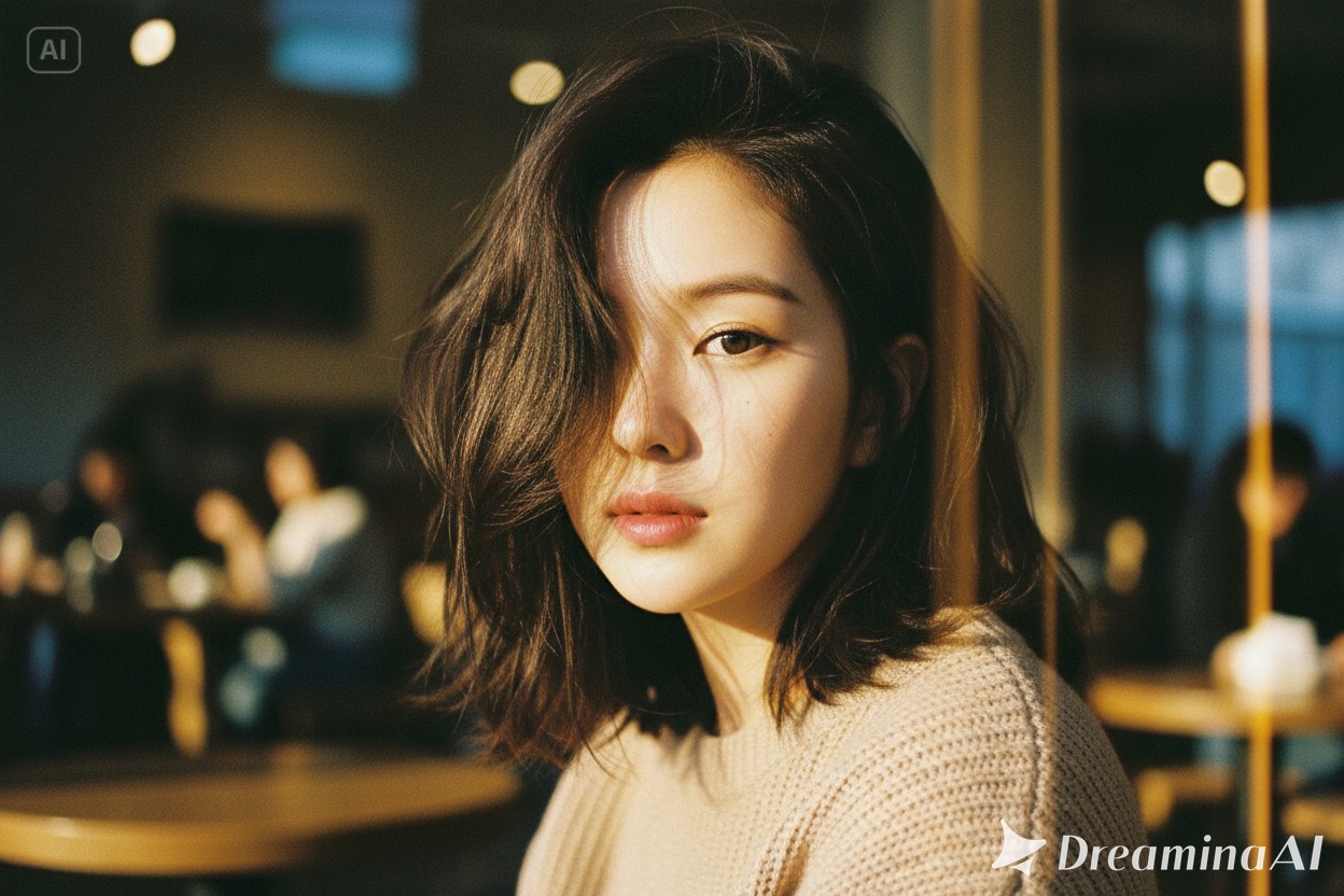 Hasil edit foto close-up intimate dengan cahaya hangat ala kafe