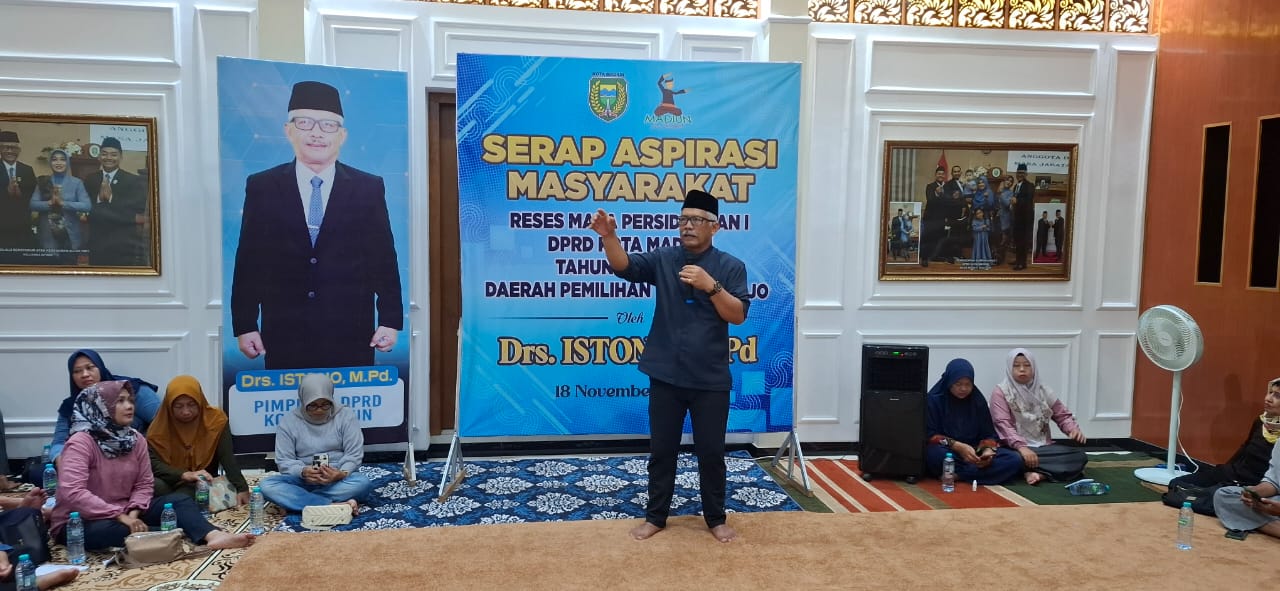 Wakil Ketua DPRD Kota Madiun Istono menyebut usulan warga masih didominasi kebutuhan infrastruktur, terutama penanganan telengsengan Sungai Kanigoro. FOTO: ISTIMEWA
