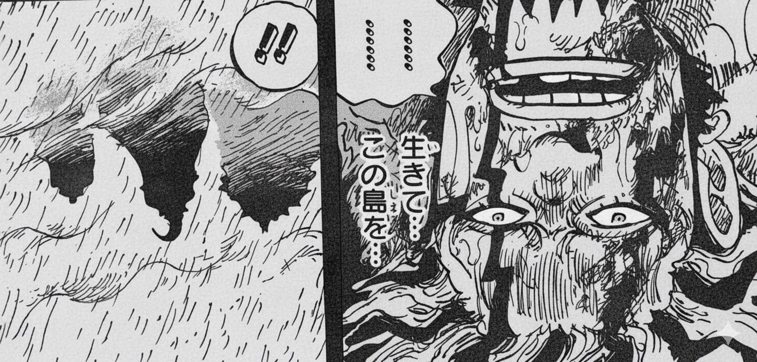 Tubuh Xebec tenggelam ke dasar laut dalam cerita baca komik One Piece 1166 RAW.