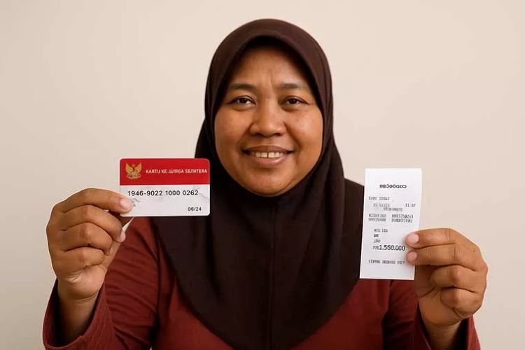Ilustrasi KPM menerima pencairan dana bansos