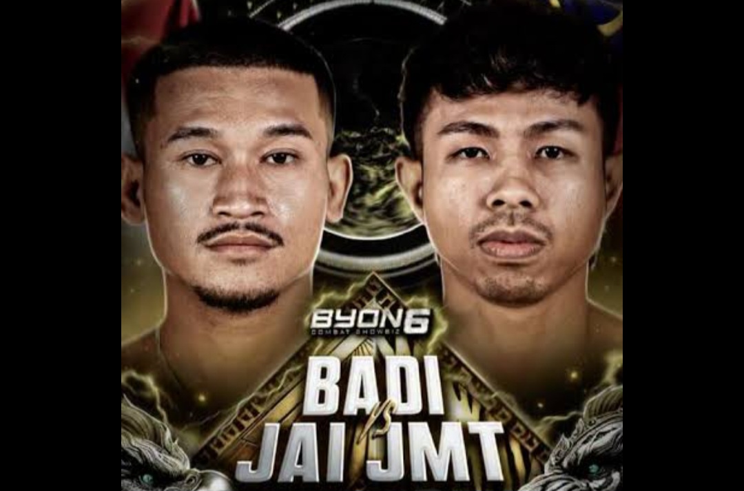 Badi Sambas menang atas Jai JMT dan membuka keunggulan Indonesia di Byon Combat Series 6 di Tennis Indoor Senayan.