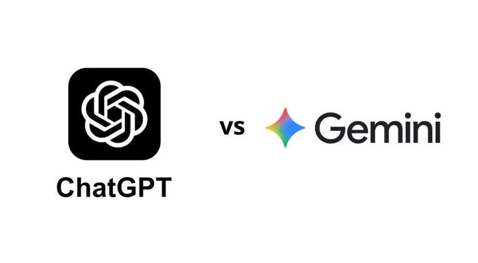 Ilustrasi perbedaan ChatGPT dan Gemini.