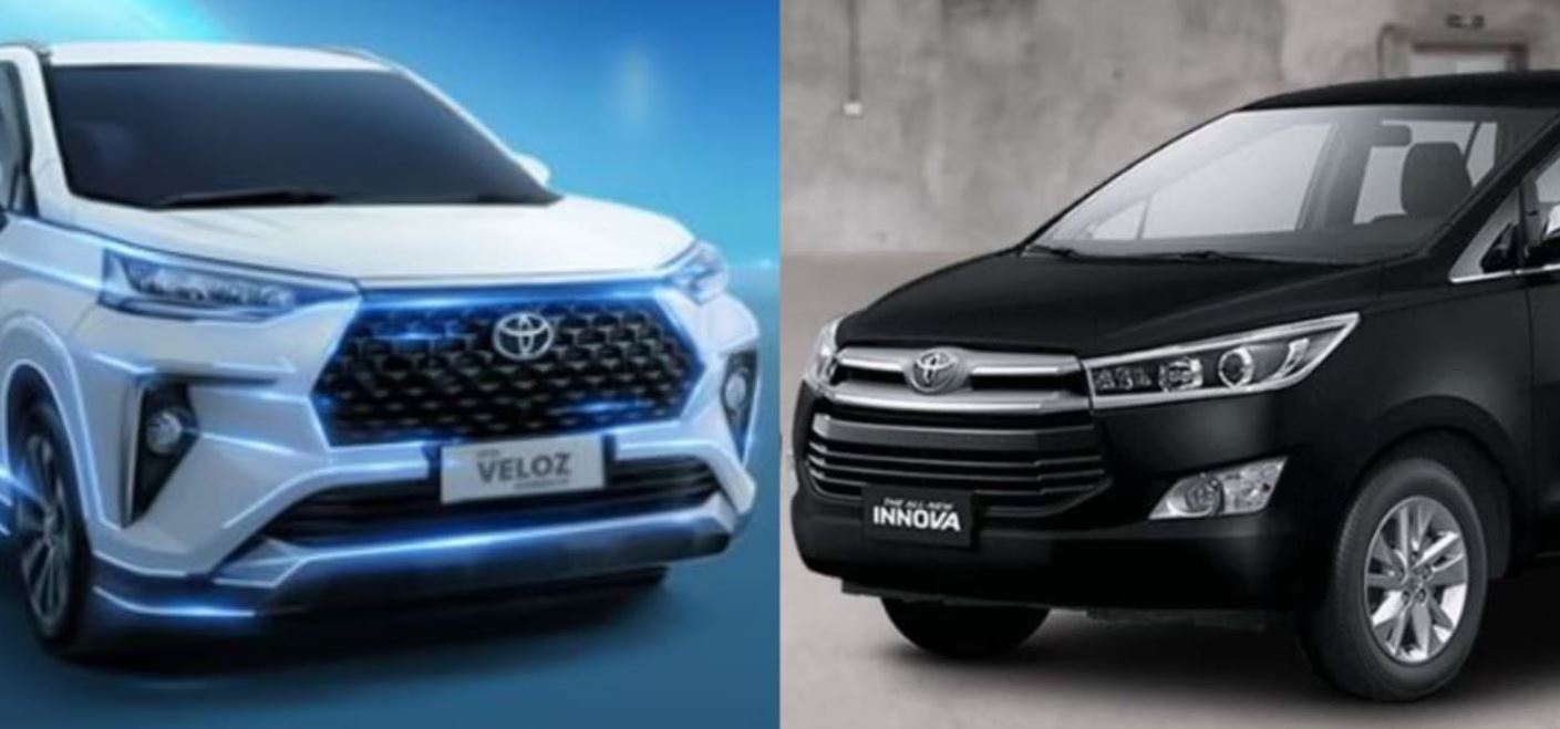 Perbandingan Toyota Veloz Hybrid varian tertinggi dan Innova Reborn tipe G 2025.