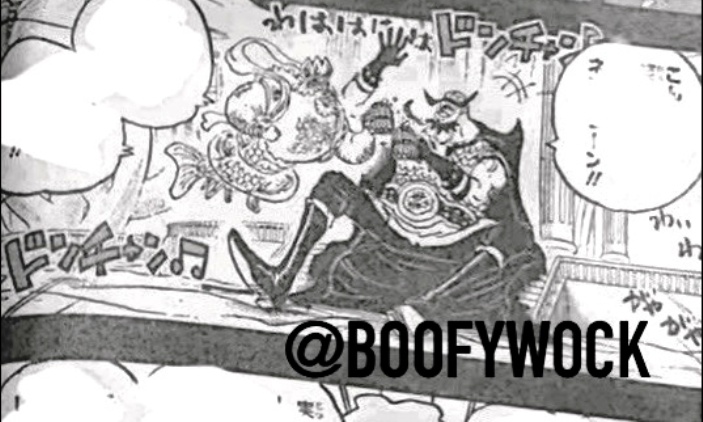 Raja Harald dan Raja Neptune saling bergurau di cerita baca komik One Piece 1167 RAW.