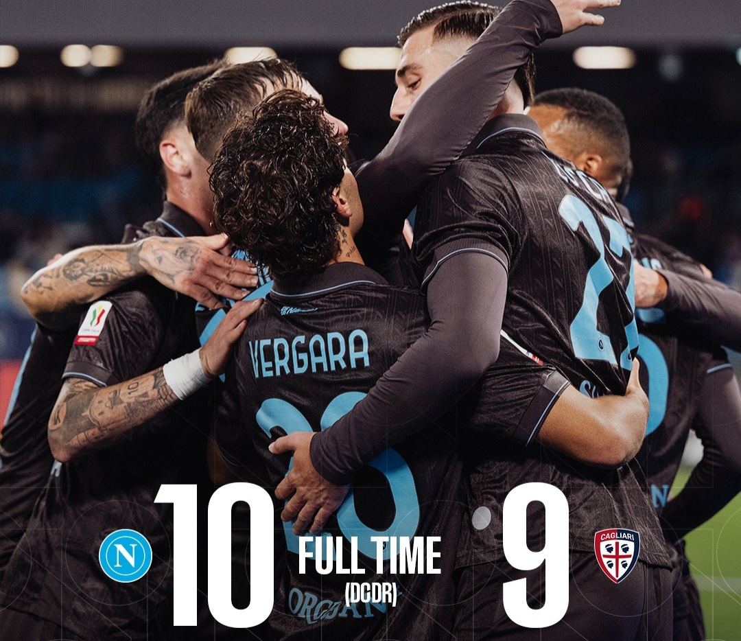 Napoli lolos ke perempat final Coppa Italia usai menang adu penalti dramatis vs Cagliari.