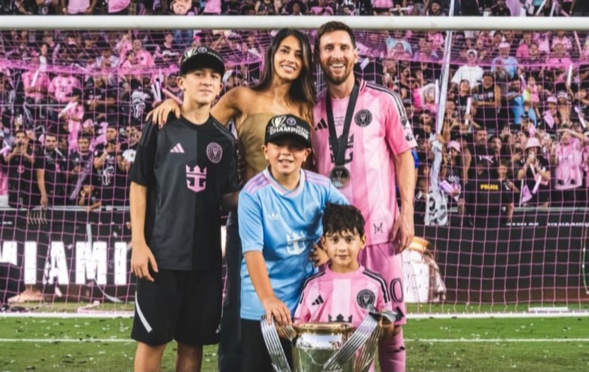 Messi bersama istri dan anak-anaknya merayakan bersama juara MLS Cup 2025 bersama Inter Miami.