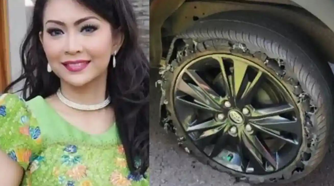 Viral ban mobil Innova Reborn milik Ratna Listy pecah saat perjalanan ke Madiun.