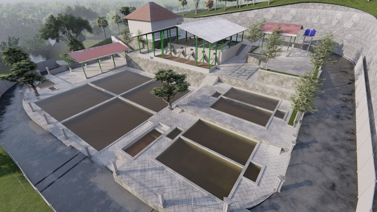 Desain 3D instalasi pengolahan lumpur tinja (IPLT) di Dadapan, Pringkuku, yang ditarget rampung pada November 2026.