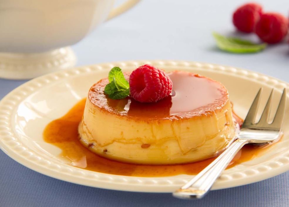 Caramel custard pudding.