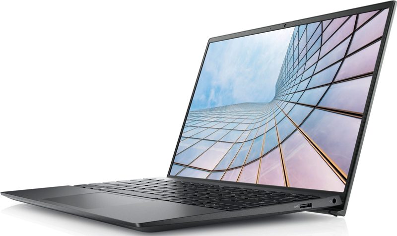 Ilustrasi laptop Dell tipis.