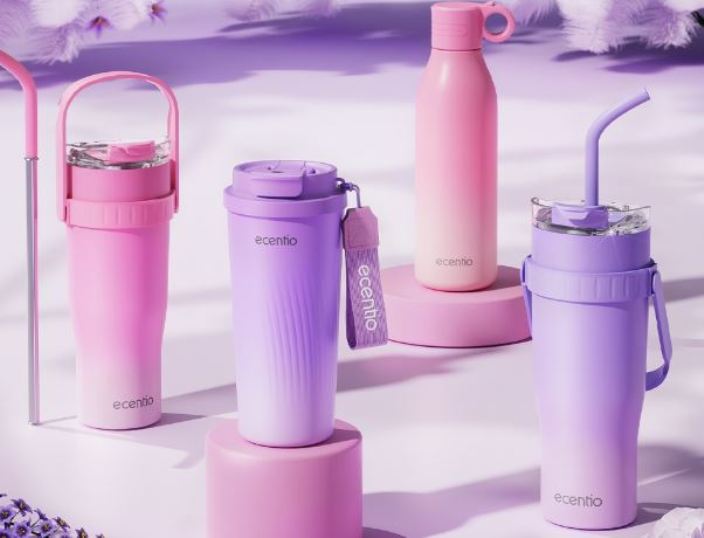 Ilustrasi tumbler Ecentio pastel.