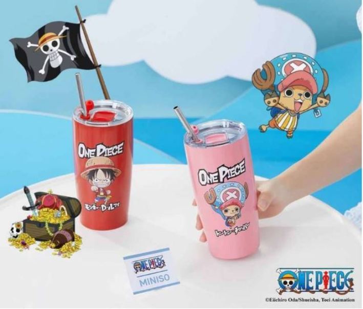 Tumbler One Piece Miniso karakter Luffy dan Chopper yang laris di Shopee.