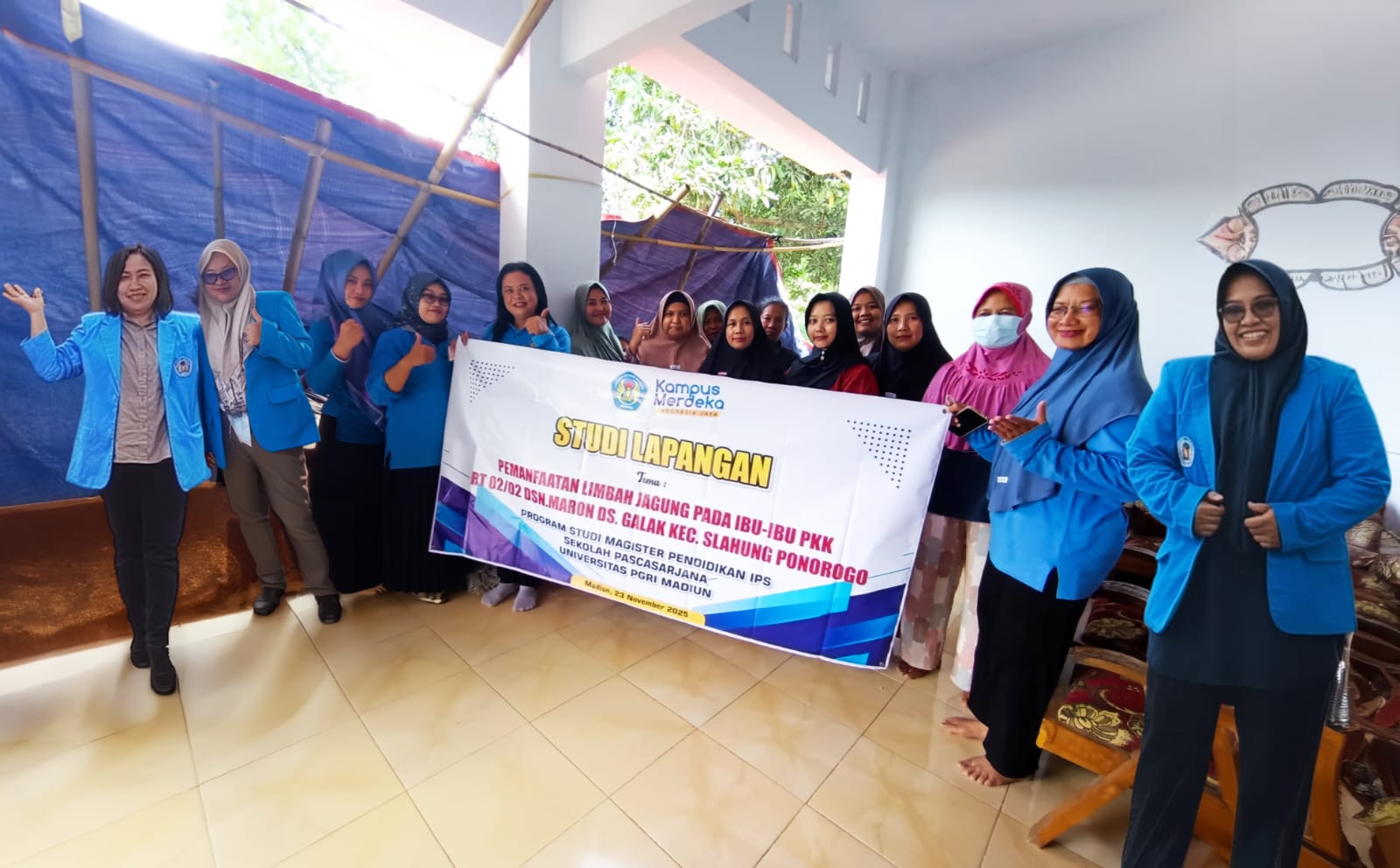 Mahasiswa UNIPMA Jurusan Pendidikan Ilmu Pengetahuan Sosial melaksanakan pengabdian kepada masyarakat di RT 02 RW 02 Dukuh Maron, Desa Galak, Kecamatan Slahung, Kabupaten Ponorogo.