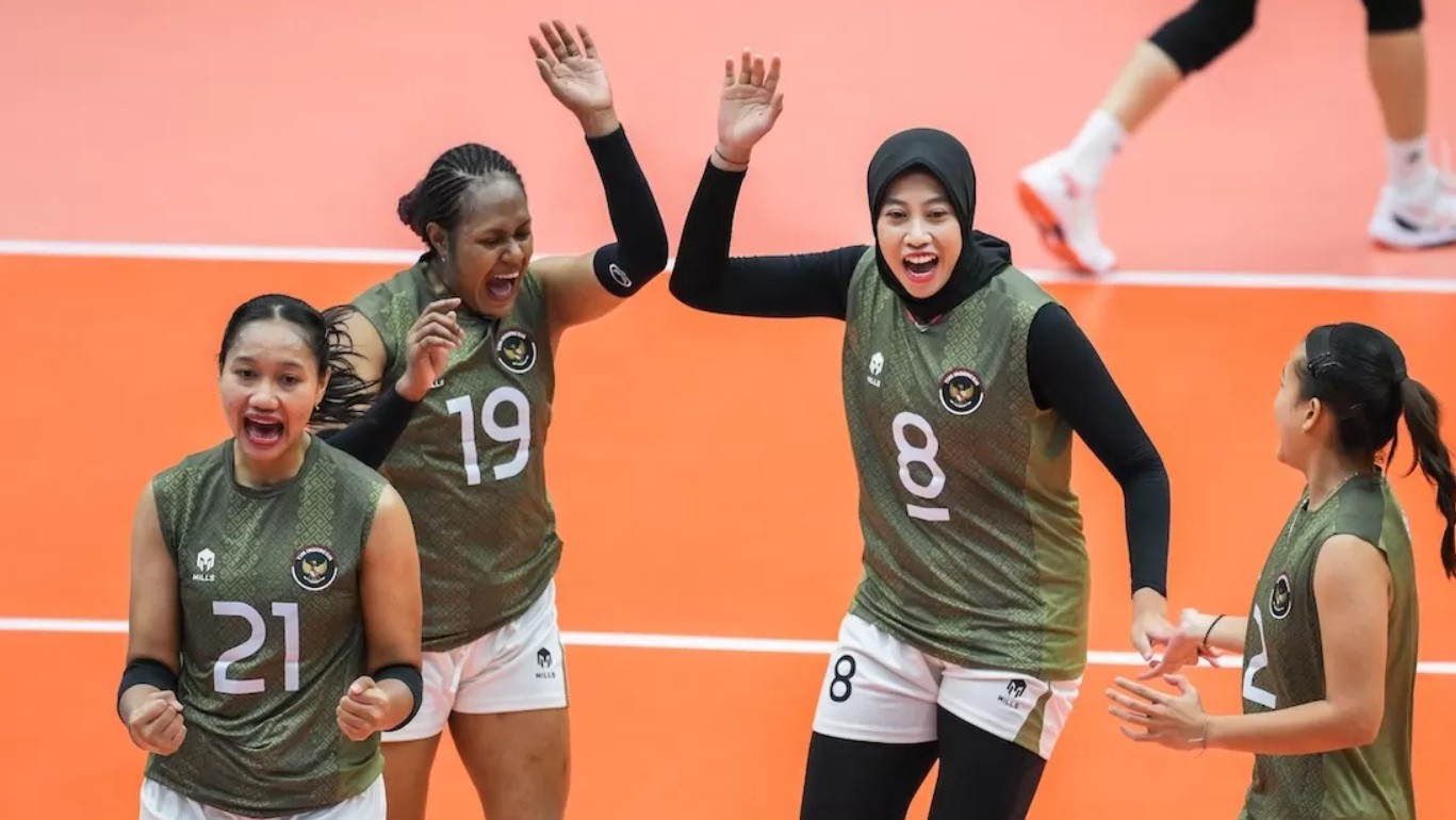 Aksi para pemain Timnas Voli Putri Indonesia di SEA Games 2025.