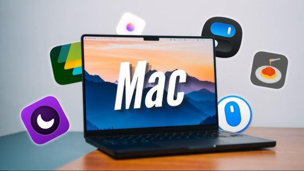 Ilustrasi aplikasi laptop MacBook.