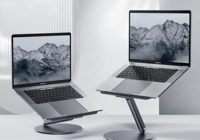 Ilustrasi stand MacBook.