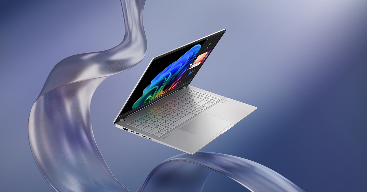 Tampilan elegan ASUS Vivobook S 15 yang ditenagai Snapdragon X Elite.