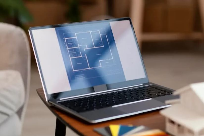 Ilustrasi laptop untuk arsitektur.