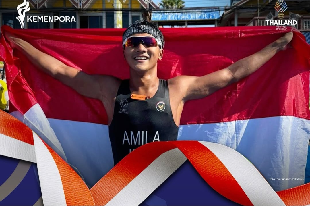 Rashif Amila Yaqin melesat di fase lari triathlon SEA Games 2025 meski sempat terkena penalti 10 detik.