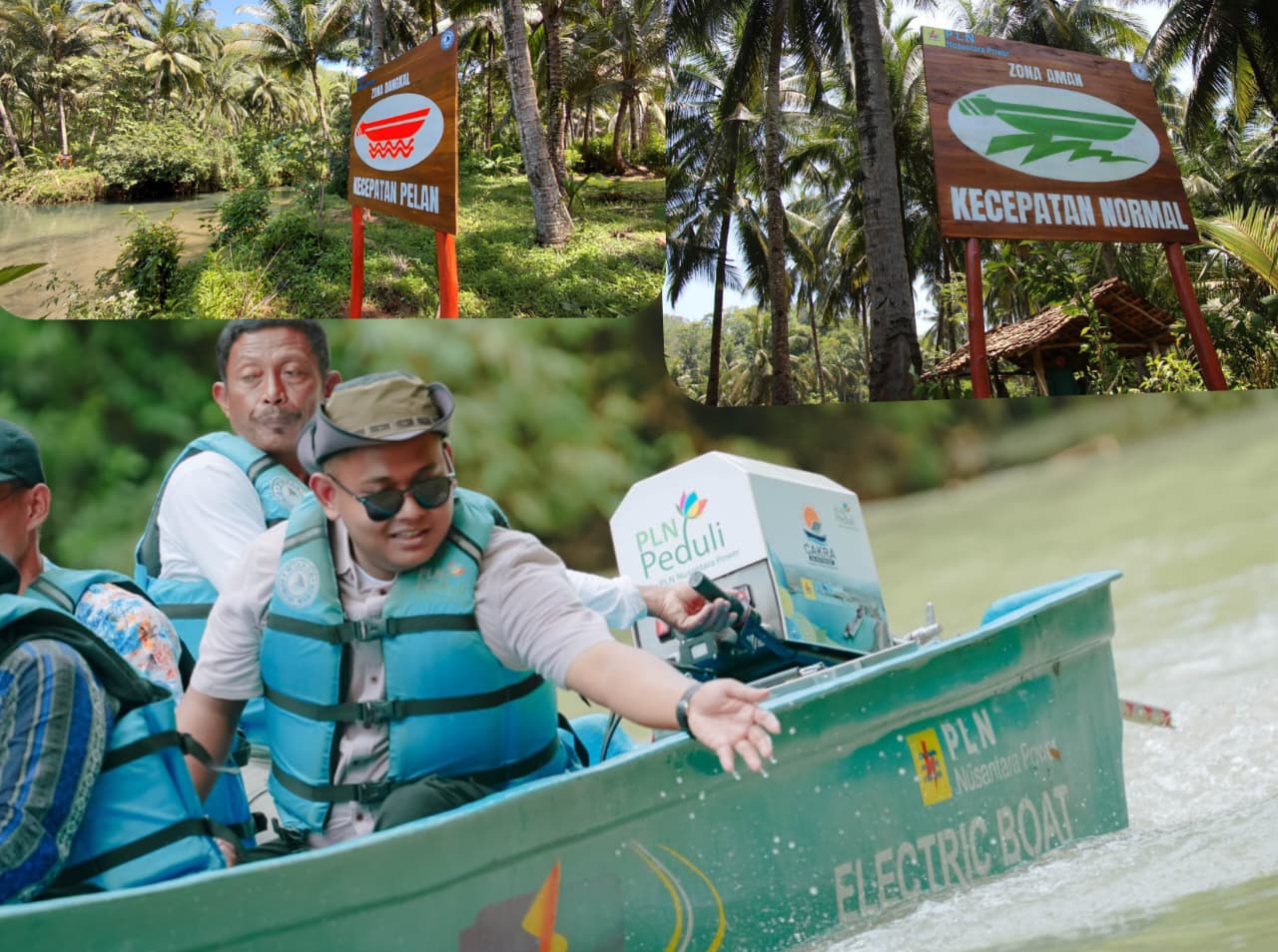 PLN NP UP Pacitan lewat program SUMANTRI BERSERI dorong regulasi kecepatan perahu di Sungai Maron.