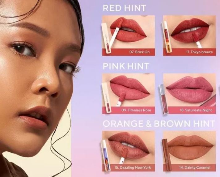 Ilustrasi warna lipstik Wardah untuk kulit sawo matang.