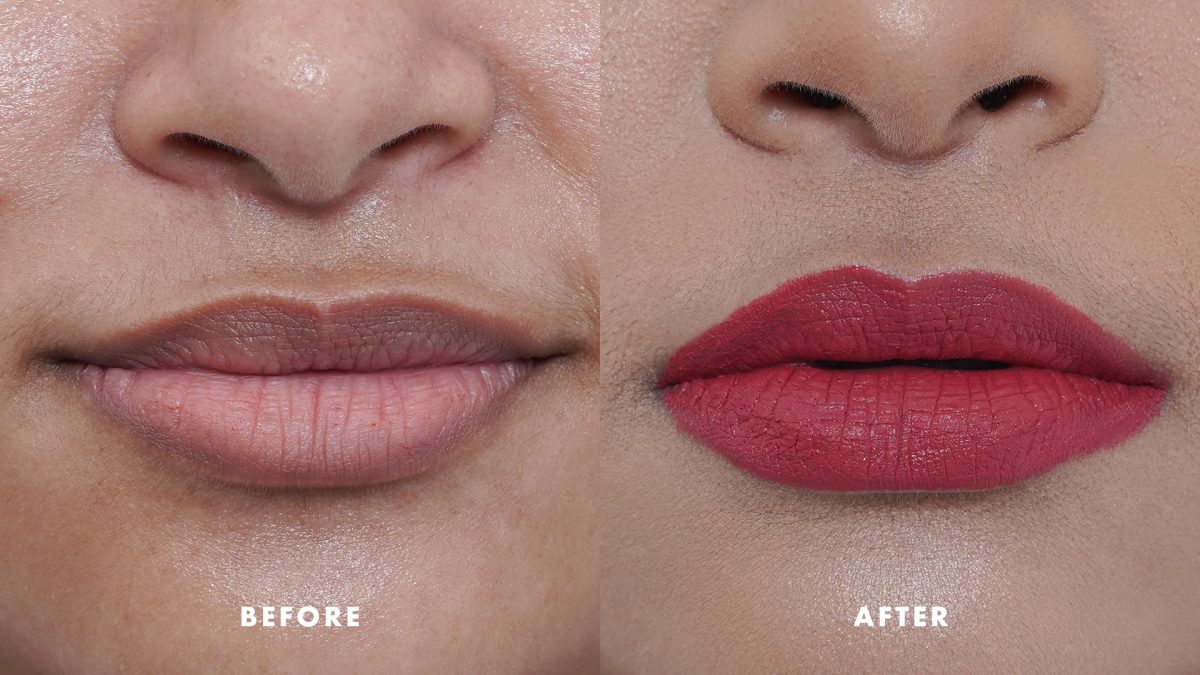 Ilustrasi warna lipstik Wardah untuk bibir hitam.