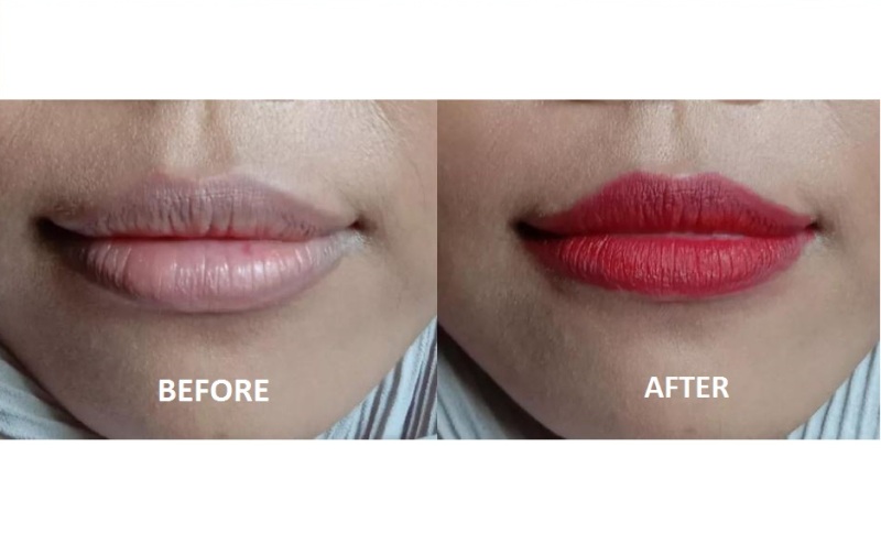 Ilustrasi lipstik matte Wardah untuk bibir hitam.