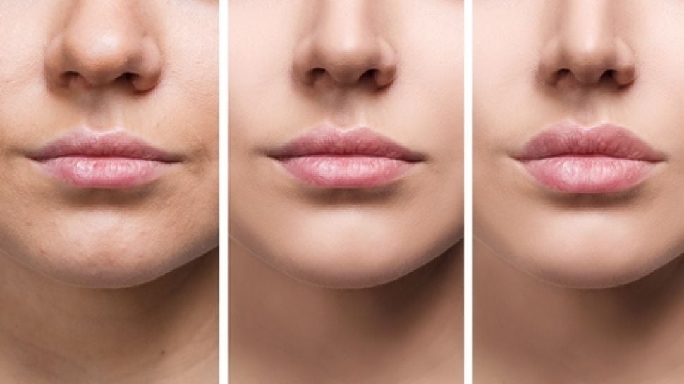 Lipstik Wardah bibir tipis efek plump.