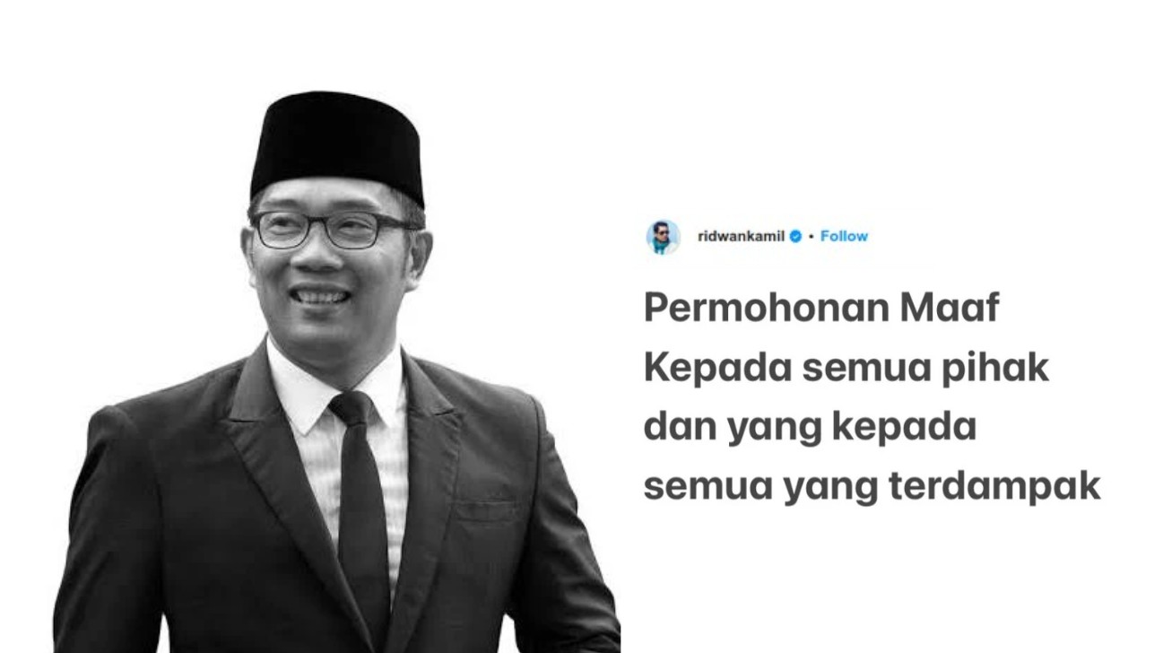Klarifikasi permohonan maaf oleh Ridwan Kamil melalui Instagram pribadinya.