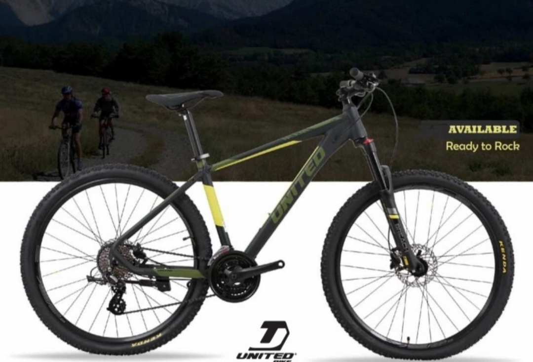 United Miami 3.00 diposisikan sebagai MTB Sport dengan rem hidrolik dan fork 120mm, cocok untuk jalur XC ringan.