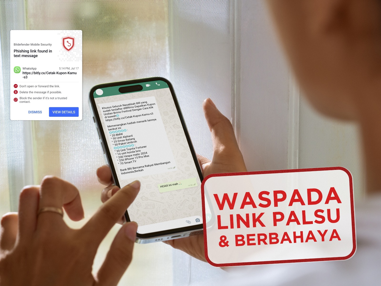 Waspadai penipuan berkedok link palsu.