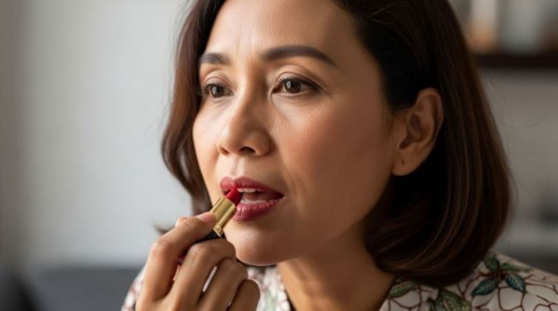 Ilustrasi lipstik Wardah untuk usia 40 tahun ke atas.