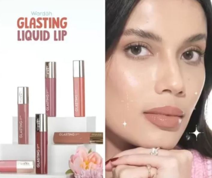 Ilustrasi lipstik glossy Wardah Glasting Liquid Lip.